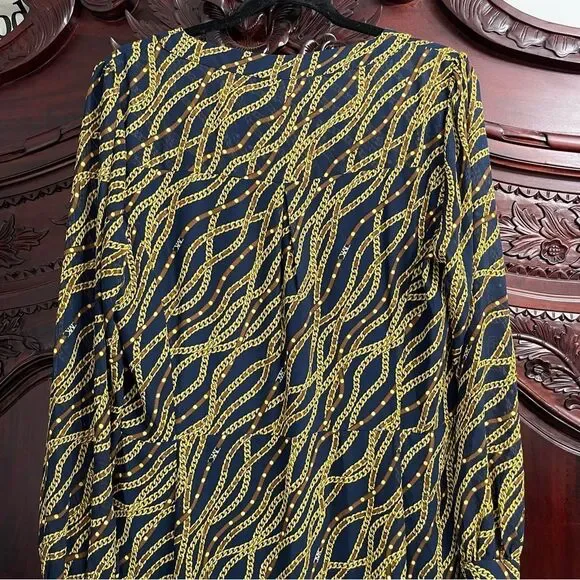 Elegant Micheal Kors Navy and Gold Chain Patterned Dress NO BELT - threedaughtersproperties.com Elegant Micheal Kors Navy and Gold Chain Patterned Dress NO BELT - threedaughtersproperties.com